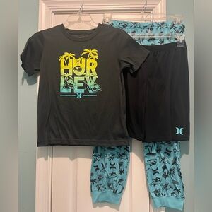 Hurley Boys Shark Paradise 3 Piece Pajamas Size 12